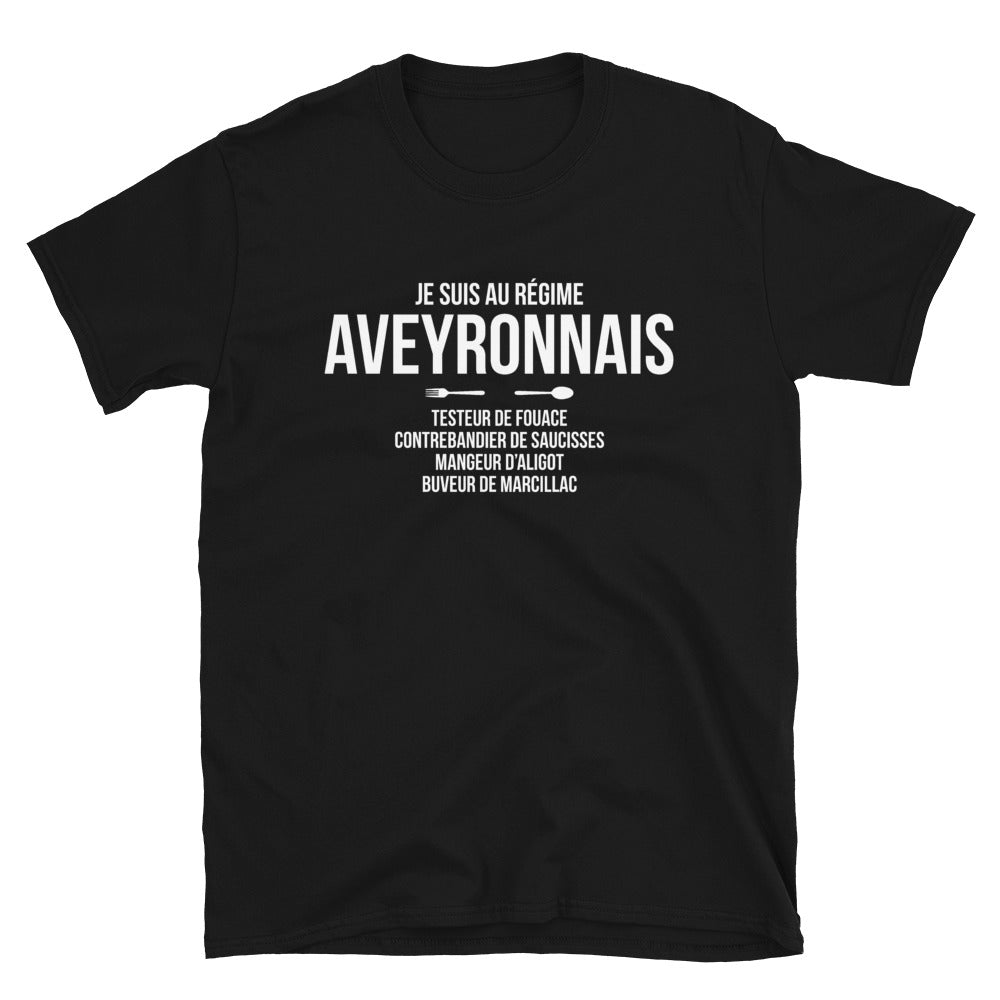 T-shirt Aveyron noir - Je suis au régime Aveyronnais