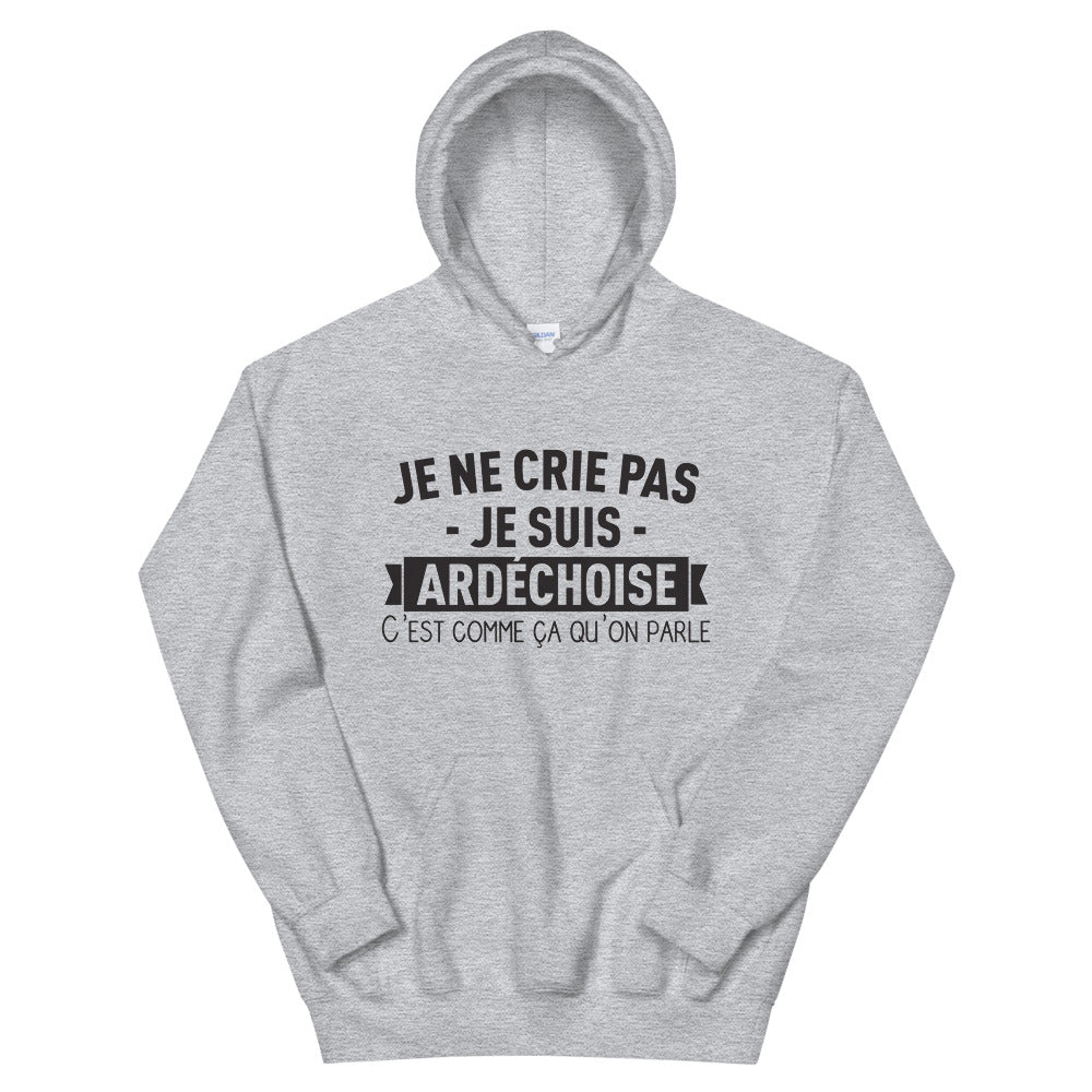 Sweatshirt Ardéchois gris sport dos - Je ne crie pas, je suis Ardéchoise