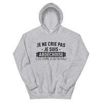 Thumbnail for Sweatshirt Ardéchois gris sport dos - Je ne crie pas, je suis Ardéchoise