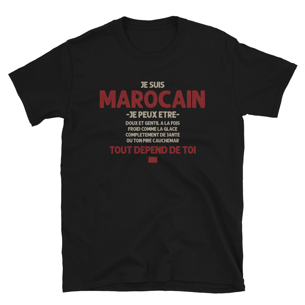 T-shirt Marocain noir - Confiance et humour au quotidien