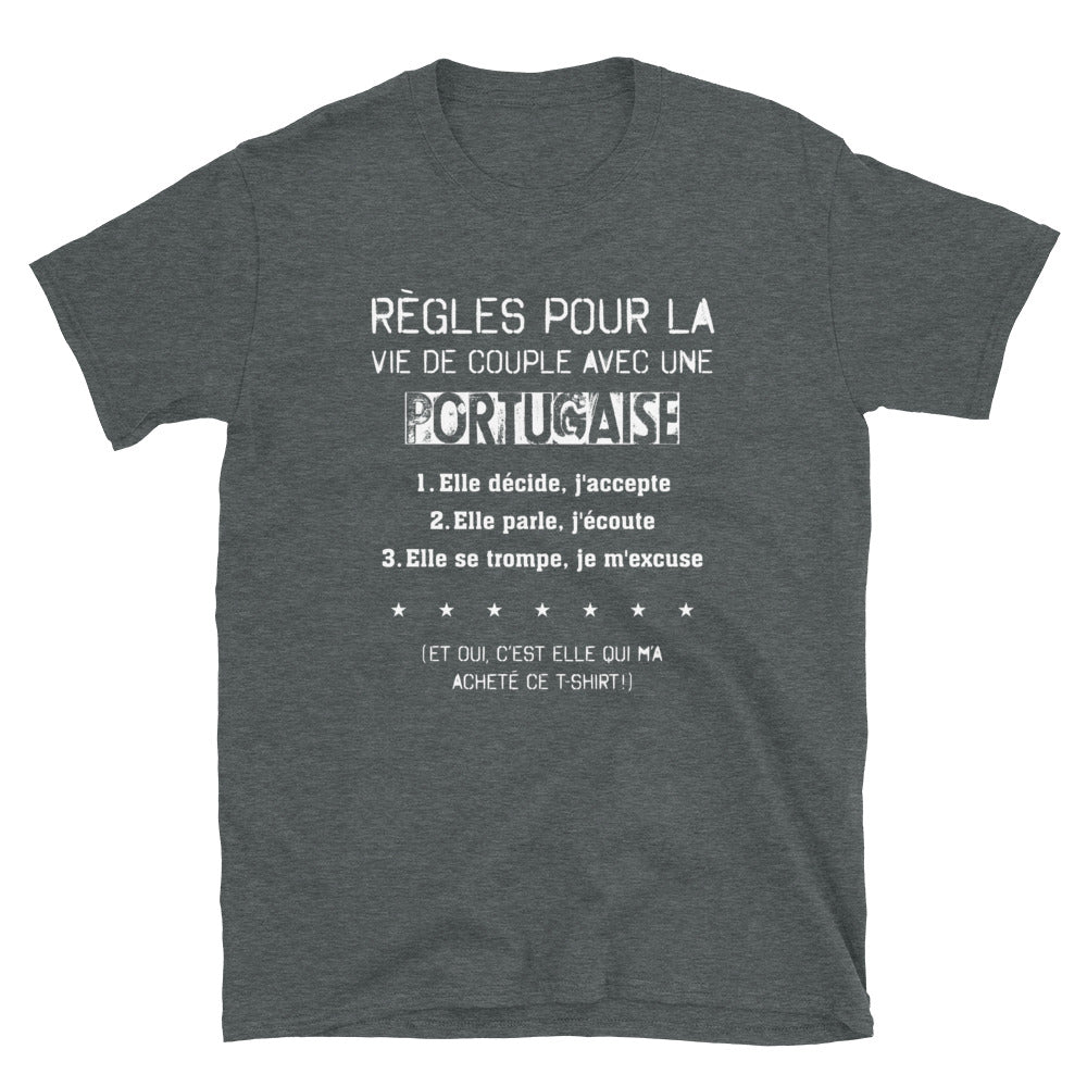 T-shirt Portugal gris foncé dos - Règle pour vivre avec une Portugaise