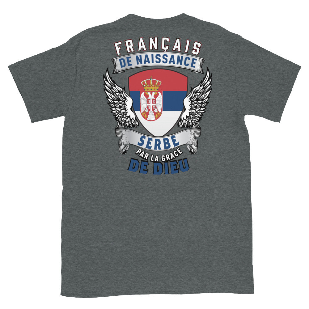 T-shirt Serbe gris foncé - Fierté et humour en coton doux