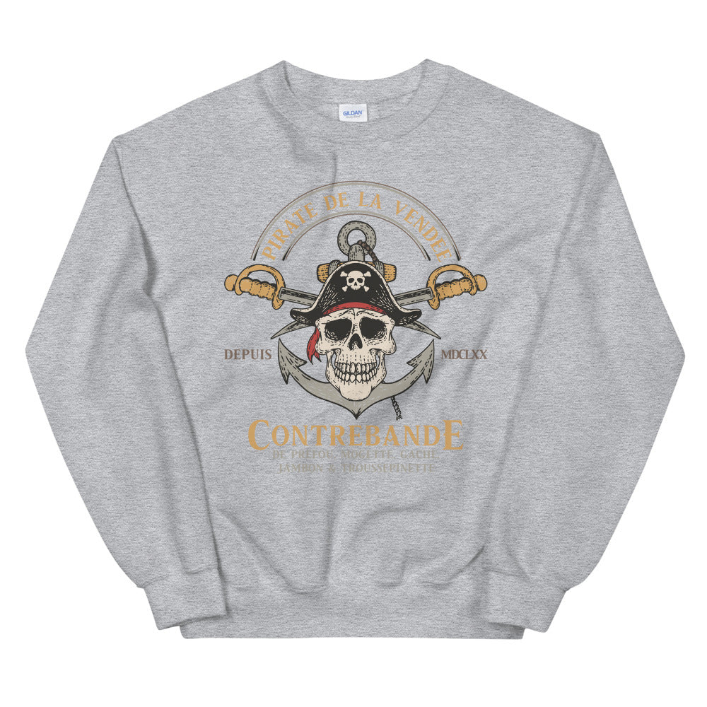 Sweatshirt Vendée bleu marine dos - Fierté des pirates locaux