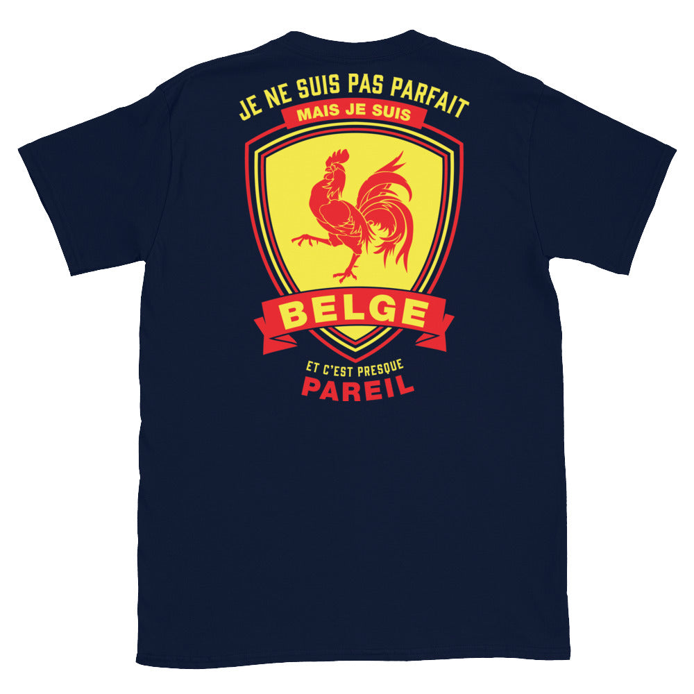 T-shirt Belgique bleu marine - Je ne suis pas parfait mais Belge face