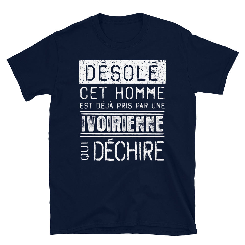 T-shirt Ivoirienne noir dos - Désolé ce mec est pris par une fille