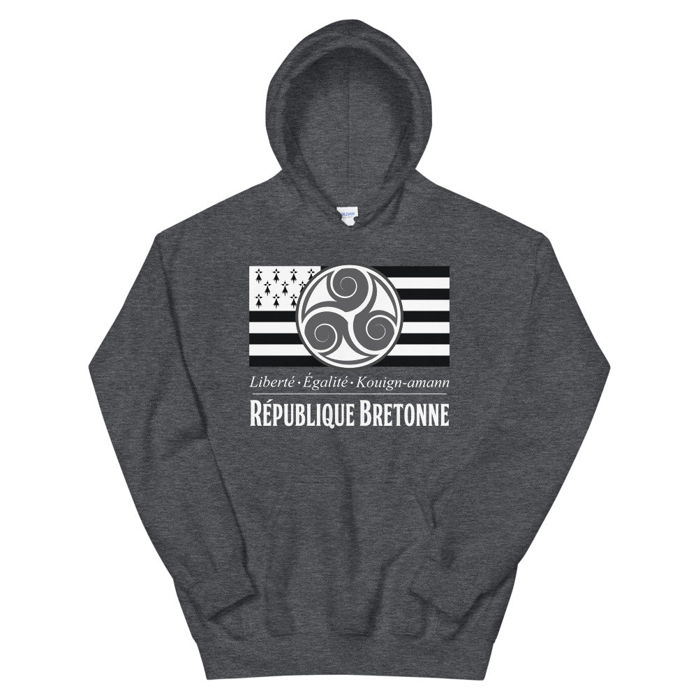 Sweat à capuche Bretagne noir - Liberté égalité Kouign Amann