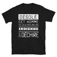 Thumbnail for T-shirt Indienne noir - Désolé ce mec est pris par une fille qui déchire