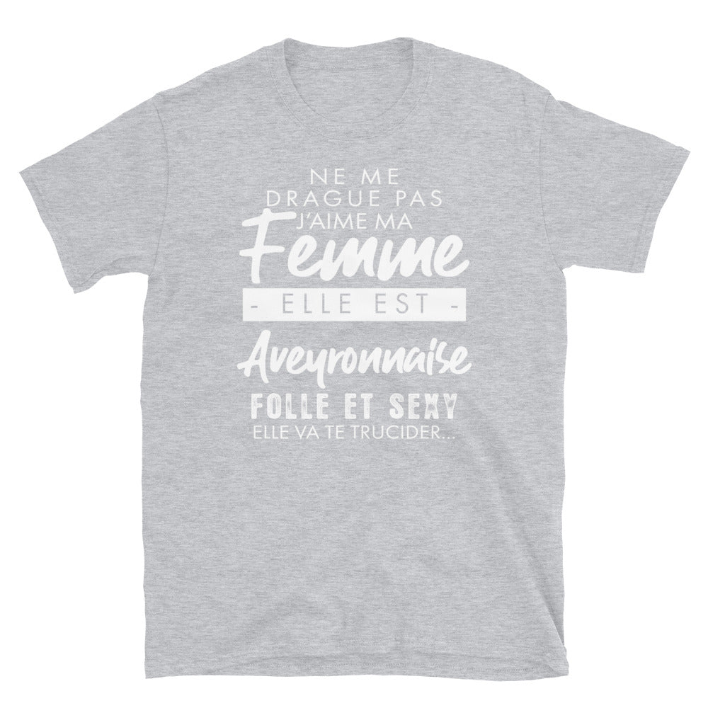 T-shirt Aveyron gris foncé chiné dos - Ne me drague pas