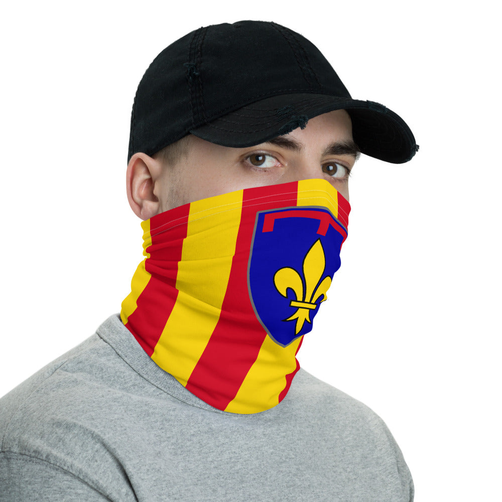 Cache-cou Provence - Écusson moderne sur drapeau ancien face
