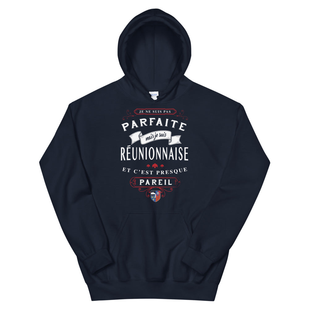 Sweatshirt Réunion bleu marine dos - Je ne suis pas parfaite, je suis réunionnaise