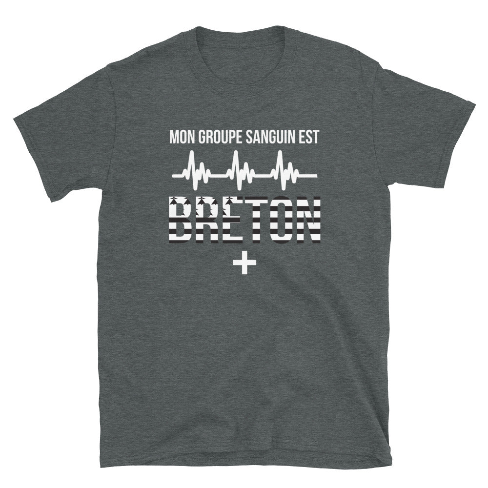 T-shirt Bretagne noir - Mon groupe sanguin est Breton Plus +
