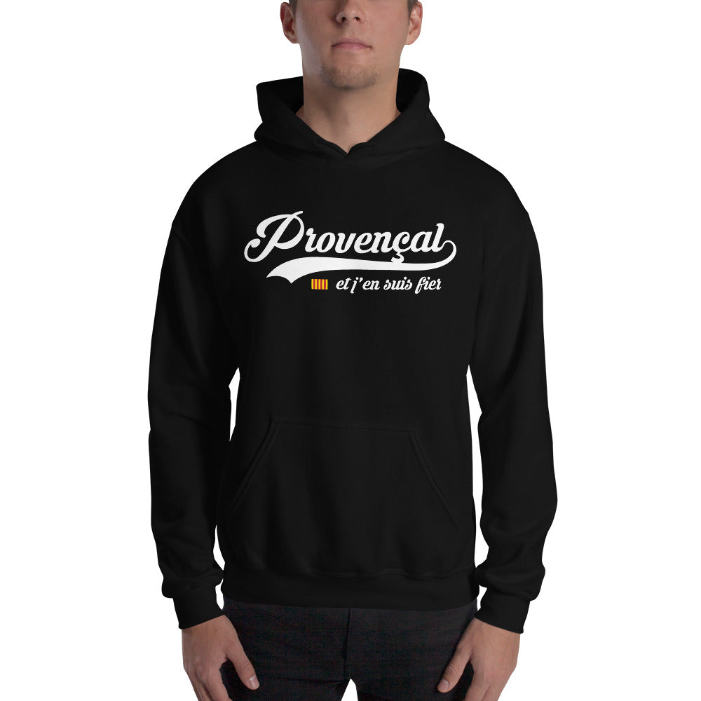 Sweat à capuche Provence noir dos - Provençal et j'en suis fier
