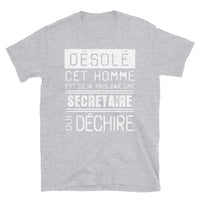 Thumbnail for T-shirt humour bleu marine dos - Désolé ce mec est pris par une fille qui déchire