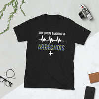 Thumbnail for T-shirt Ardéchois bleu marine - Mon groupe sanguin est Ardéchois Plus +