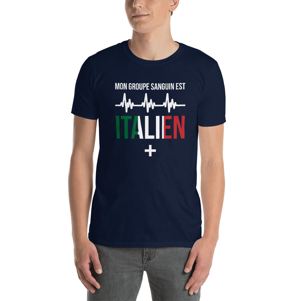 T-shirt Italie noir dos - Mon groupe sanguin : Italien plus