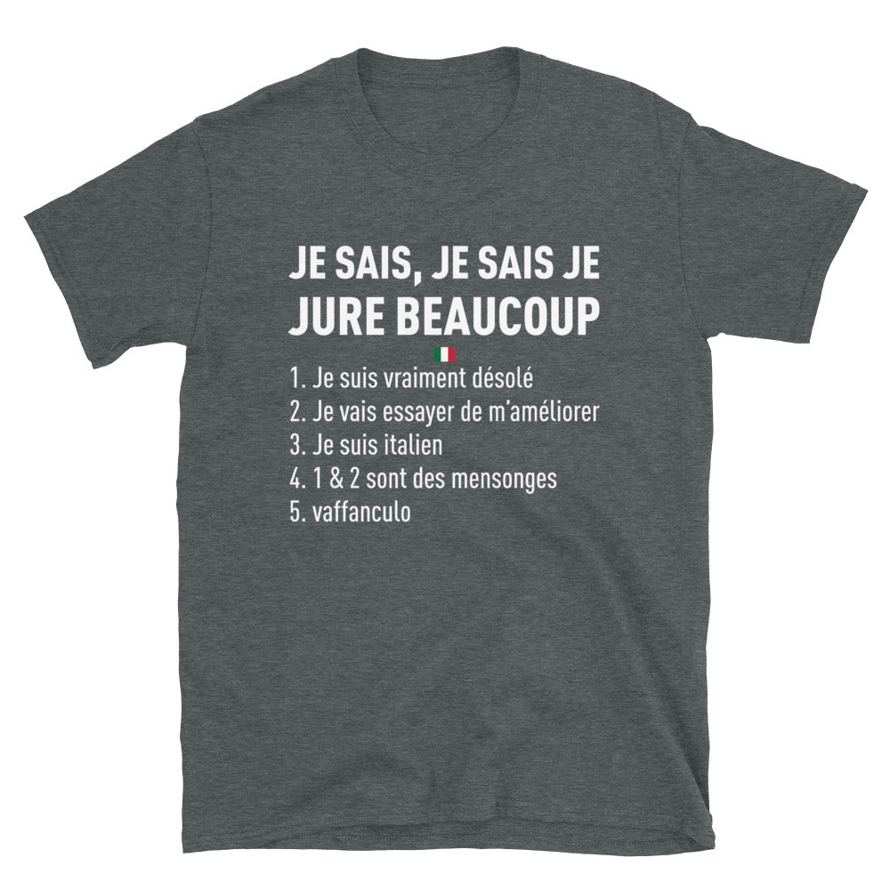 T-shirt Italie noir dos - Je jure beaucoup