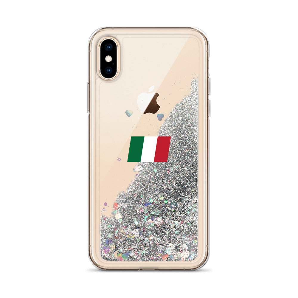 Coque de téléphone Italie argenté dos - Drapeau et paillettes