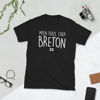 Thumbnail for T-shirt Bretagne gris foncé chiné - M'en fous chui Breton face