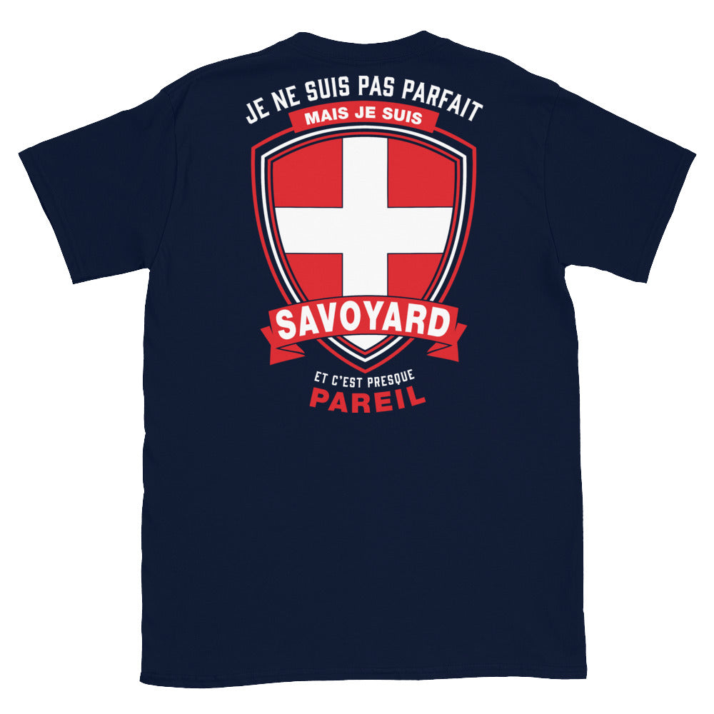 T-shirt Savoie bleu marine dos - Je ne suis pas parfait, je suis savoyard