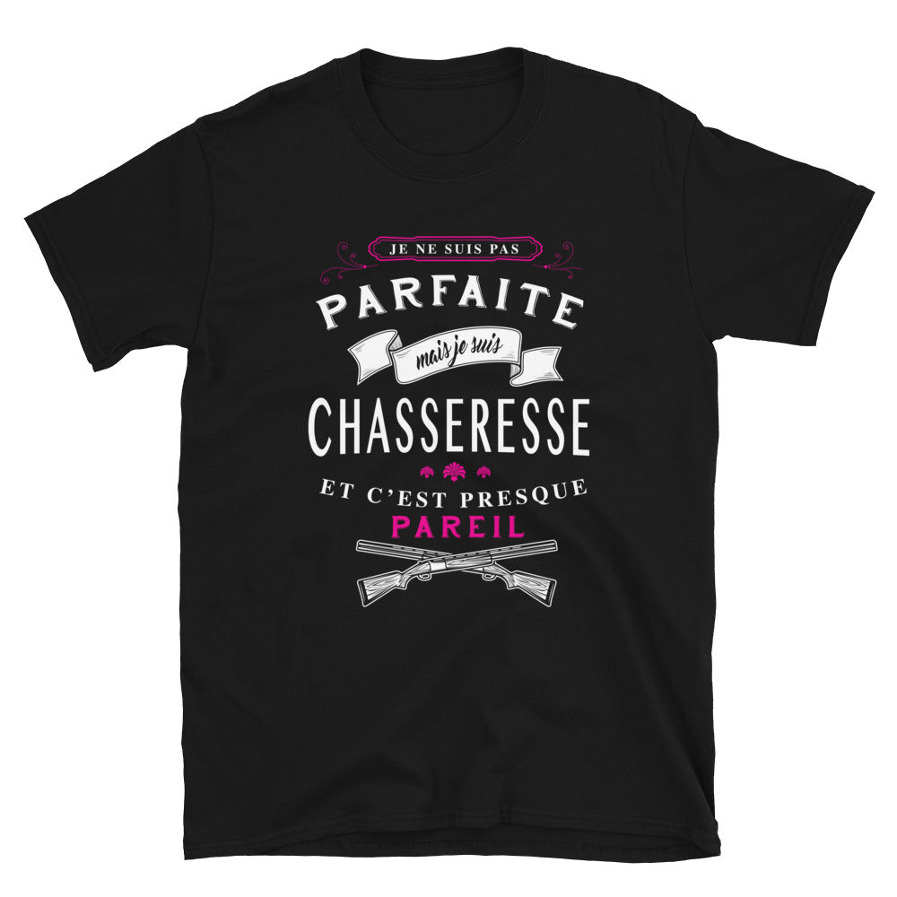 T-shirt Chasseresse noir - Design humoristique et local