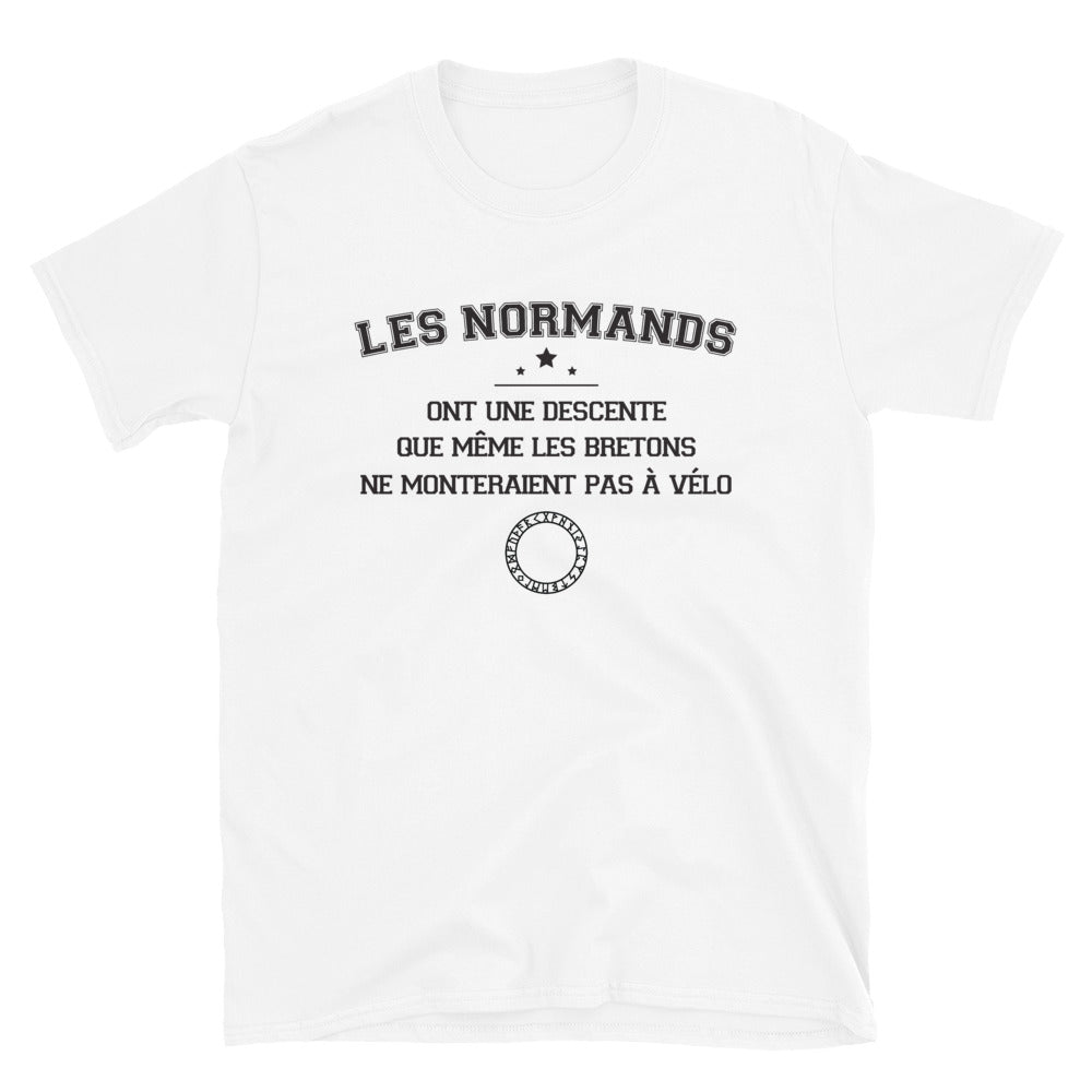 T-shirt Normands descente blanc - texte humoristique sur les Normands