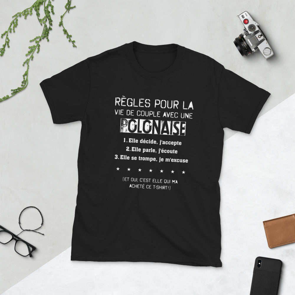 T-shirt Polonais bleu marine dos - Vivre avec une polonaise