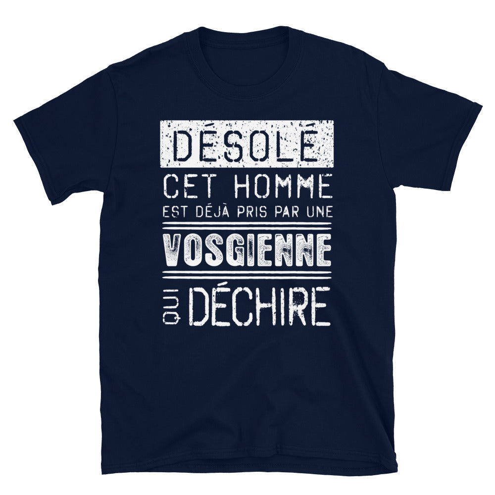 T-shirt Vosgienne noir dos - Désolé ce mec est pris par une fille