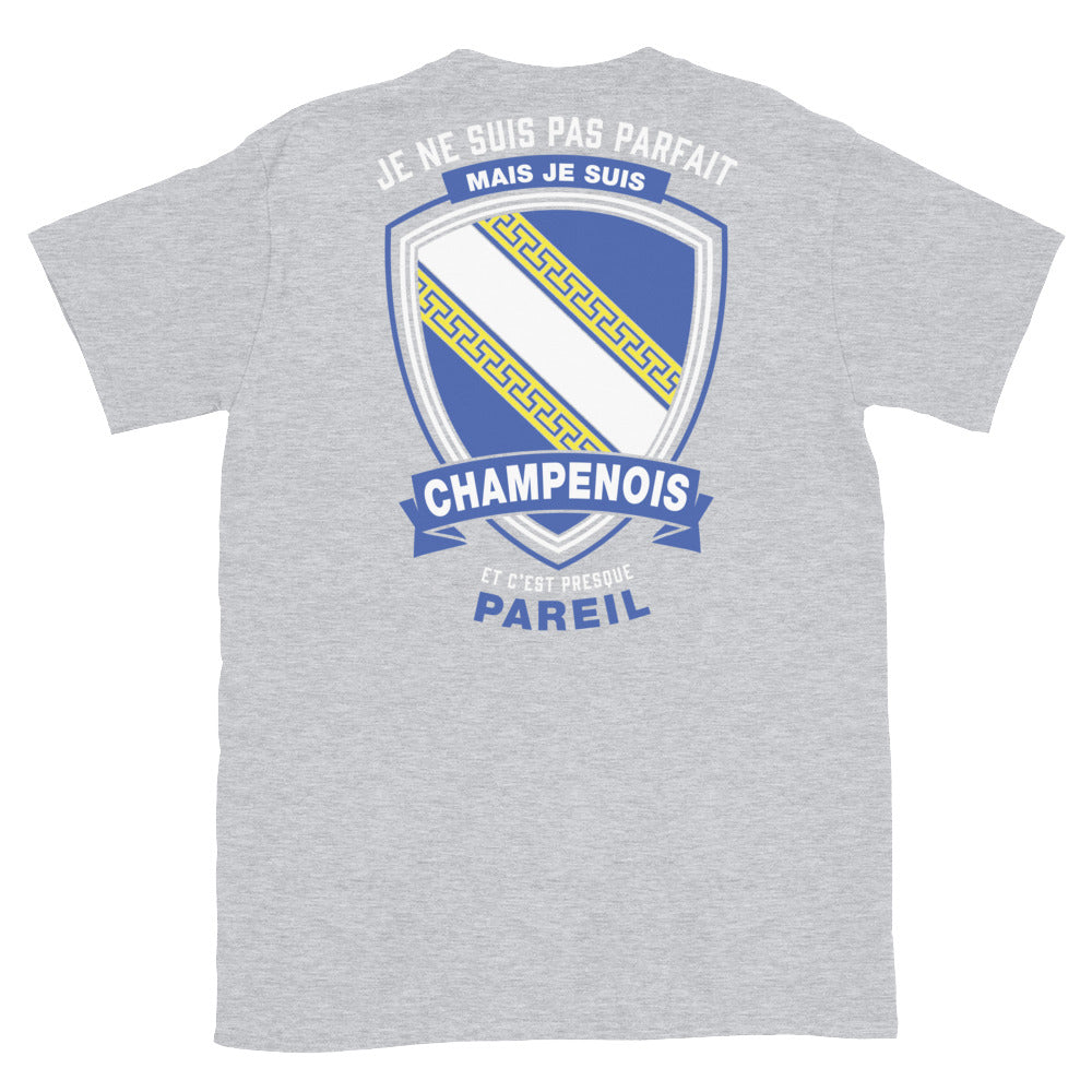 T-shirt Champagne bleu marine dos - Je ne suis pas parfait mais