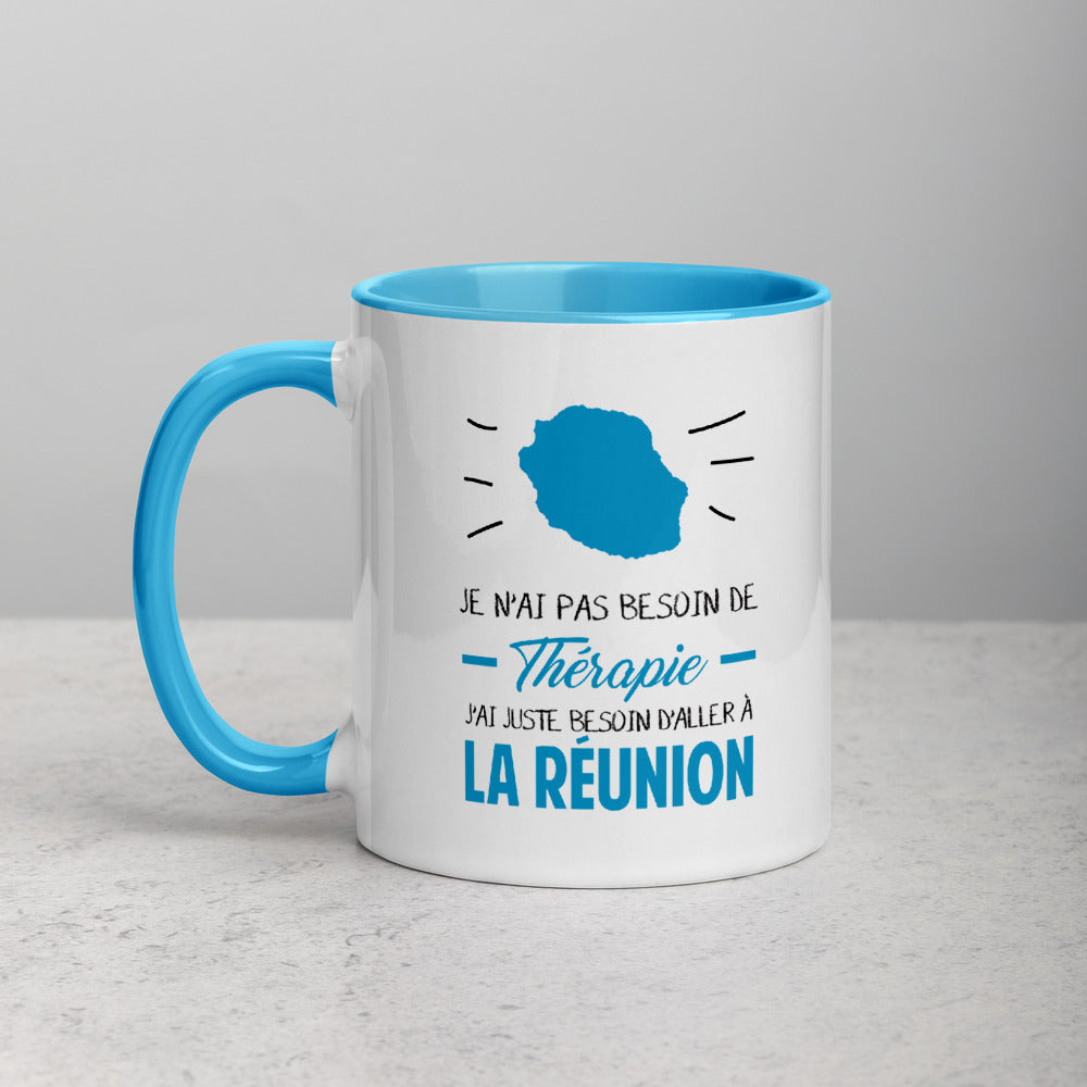 Thérapie Réunion - Mug Couleur intérieure bleu - Ici & Là - T-shirts & Souvenirs de chez toi