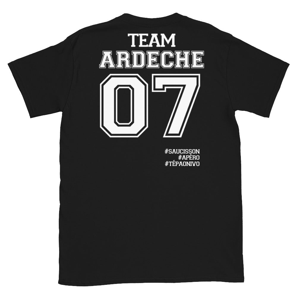 T-shirt Ardèche noir - Fierté locale avec humour