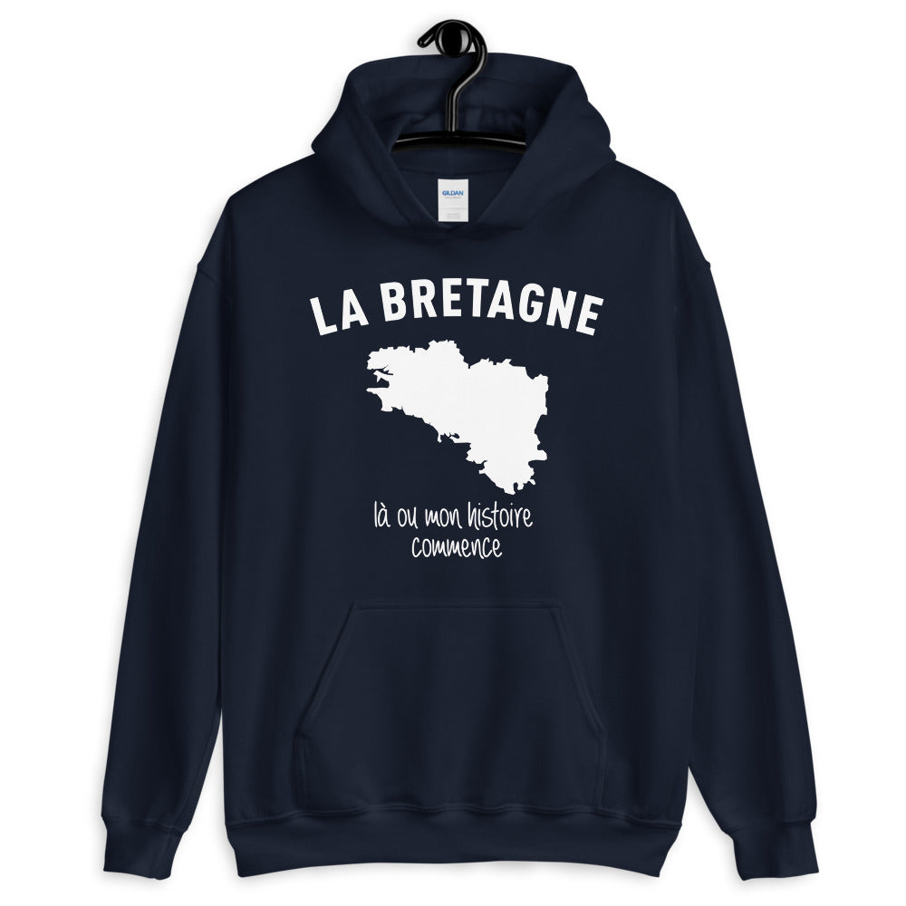 Sweatshirt Bretagne bleu marine - Mon histoire commence avec fierté