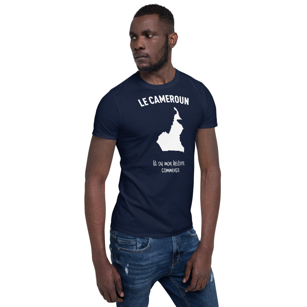 T-shirt Cameroun gris foncé chiné dos - Mon histoire commence