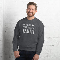 Thumbnail for Sweatshirt Tahiti gris foncé dos - La vie est plus belle à Tahiti