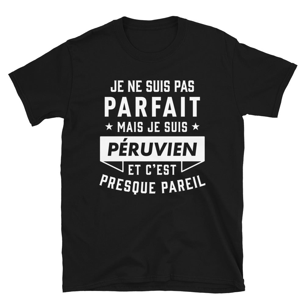 T-shirt Péruvien noir - Fierté et humour en coton