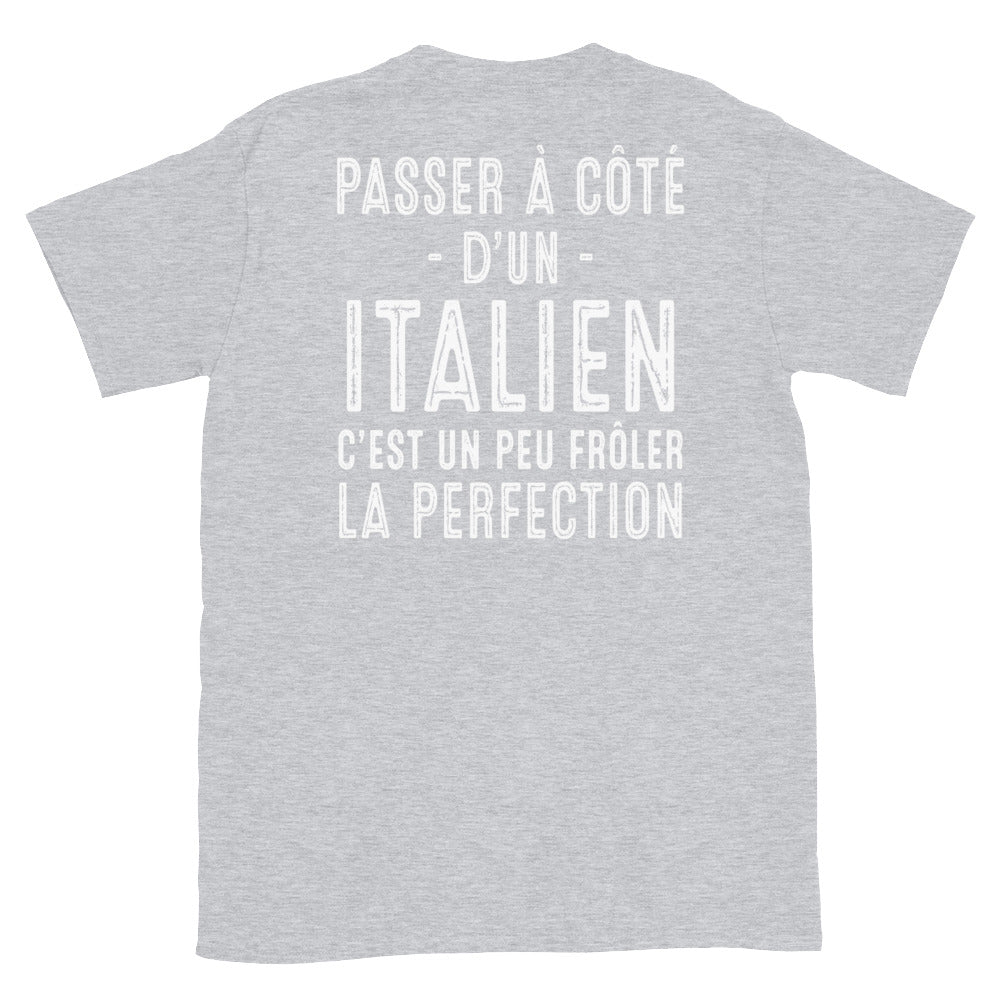 T-shirt Italie gris foncé dos - Frôler la perfection avec humour