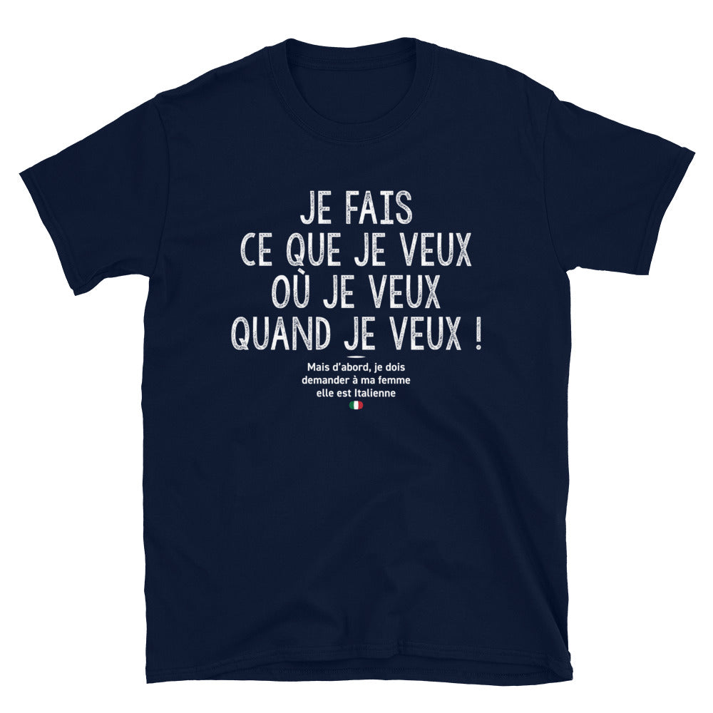 T-shirt Italie gris foncé chiné - Je fais ce que je veux mais ma femme est Italienne