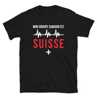 Thumbnail for T-shirt Suisse noir - Groupe sanguin humoristique