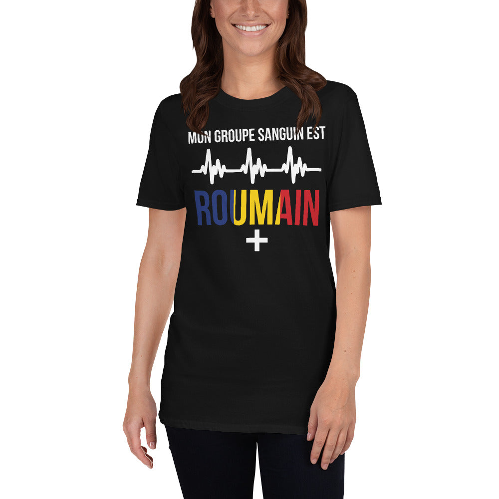 T-shirt Roumain marine - Groupe sanguin humoristique