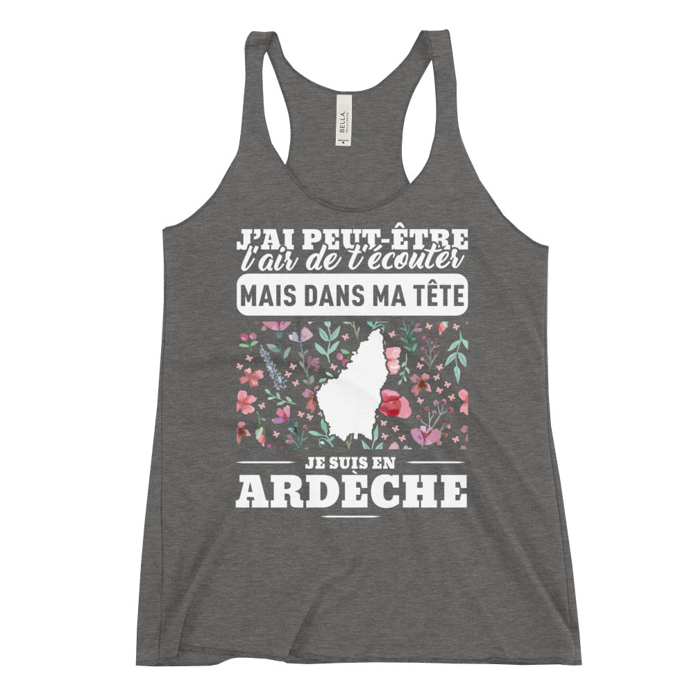 Dans ma tête  Ardèche - Débardeur à Dos Nageur pour Femme - Ici & Là - T-shirts & Souvenirs de chez toi