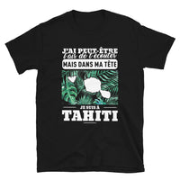Thumbnail for T-shirt Tahiti gris foncé chiné dos - J'ai peut-être l'air de t'écouter