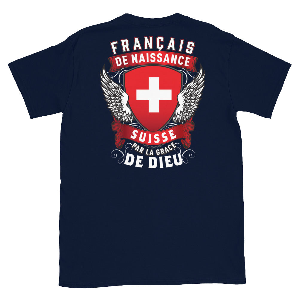 T-shirt Suisse bleu marine - Français, Belge, Suisse, Canadien de naissance
