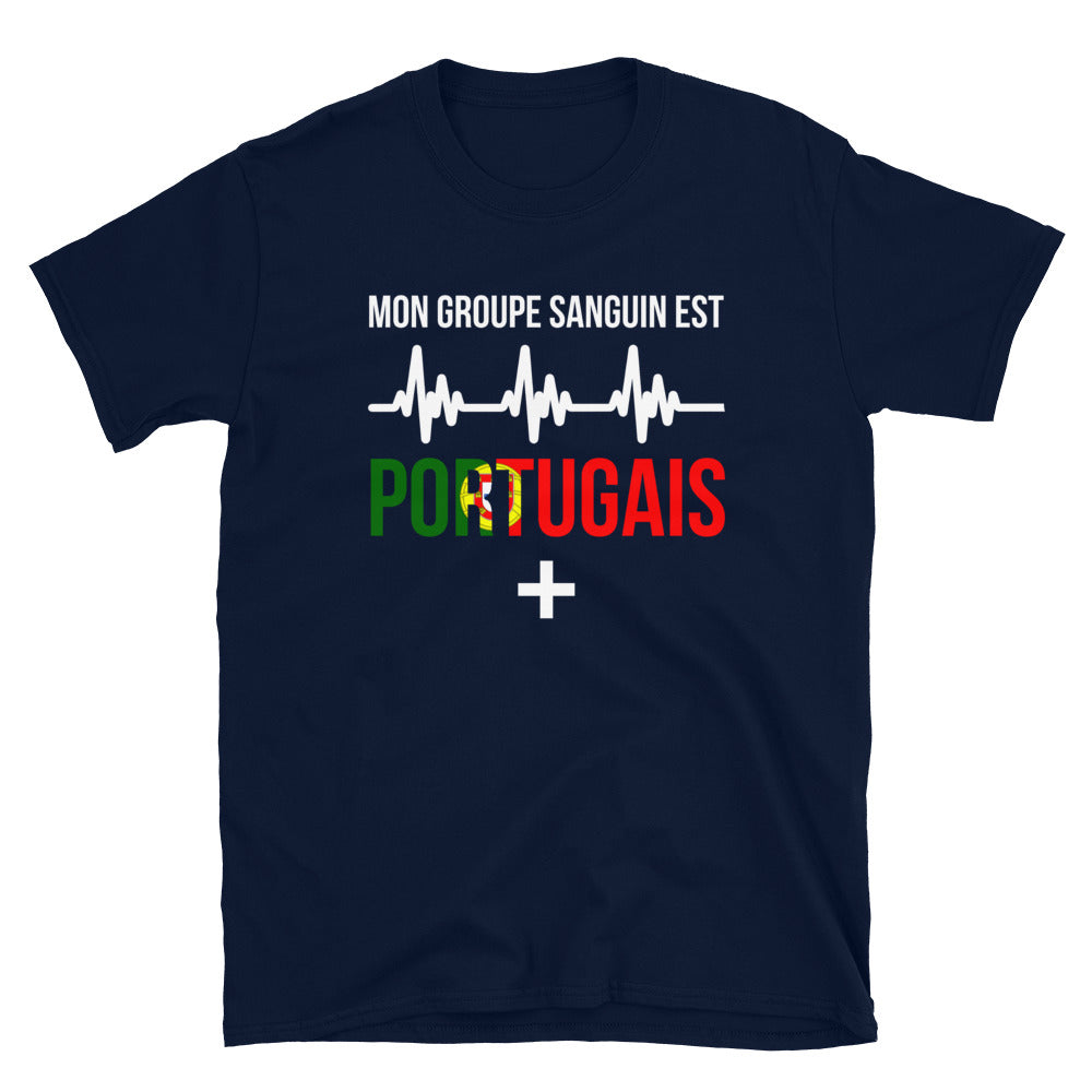 T-shirt Portugal gris foncé chiné - Mon groupe sanguin : Portugais plus