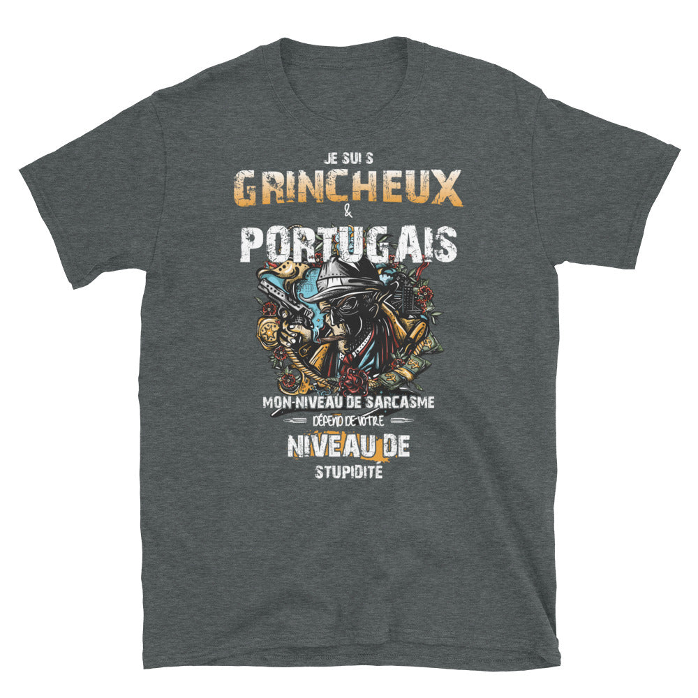 T-shirt Portugal marine dos - Je suis grincheux et portugais