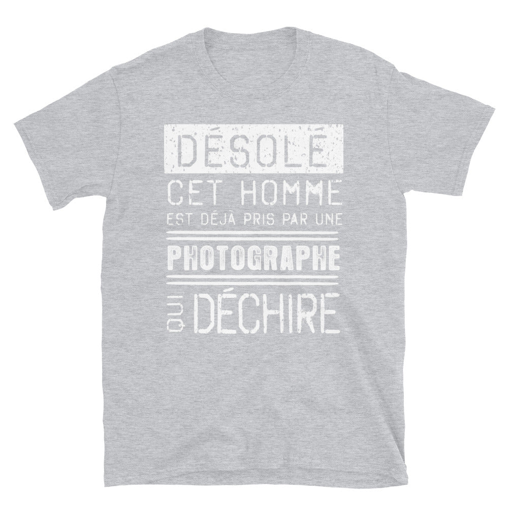T-shirt humour bleu marine dos - Désolé ce mec est pris par une fille