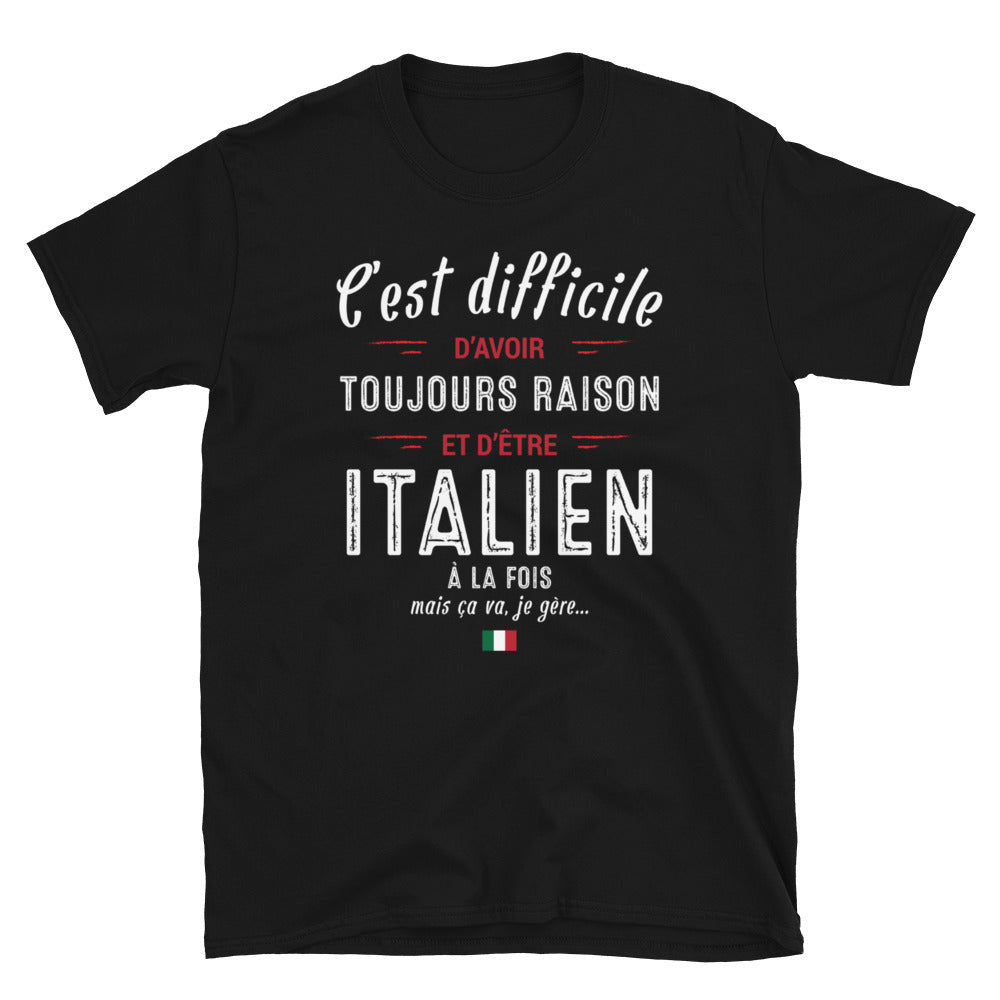 T-shirt Italie bleu marine dos - C'est difficile d'avoir toujours raison