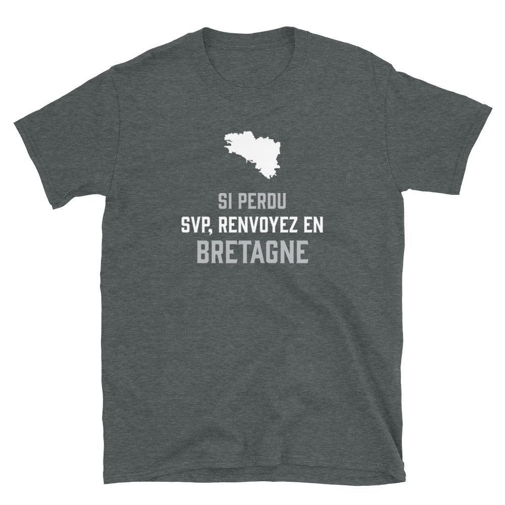 T-shirt Bretagne gris foncé - Si perdu, renvoyez en Bretagne