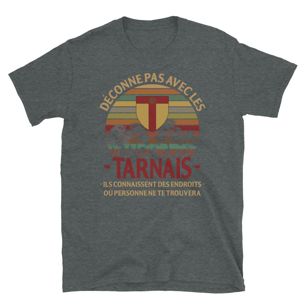 T-shirt Tarnais bleu marine dos - Déconne pas avec humour local