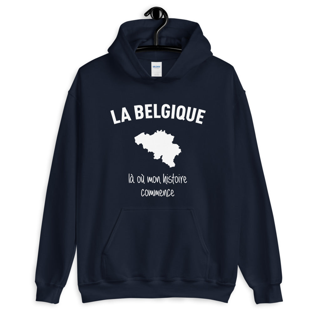 Belgique là où mon histoire commence - Sweatshirt à capuche - Ici & Là - T-shirts & Souvenirs de chez toi