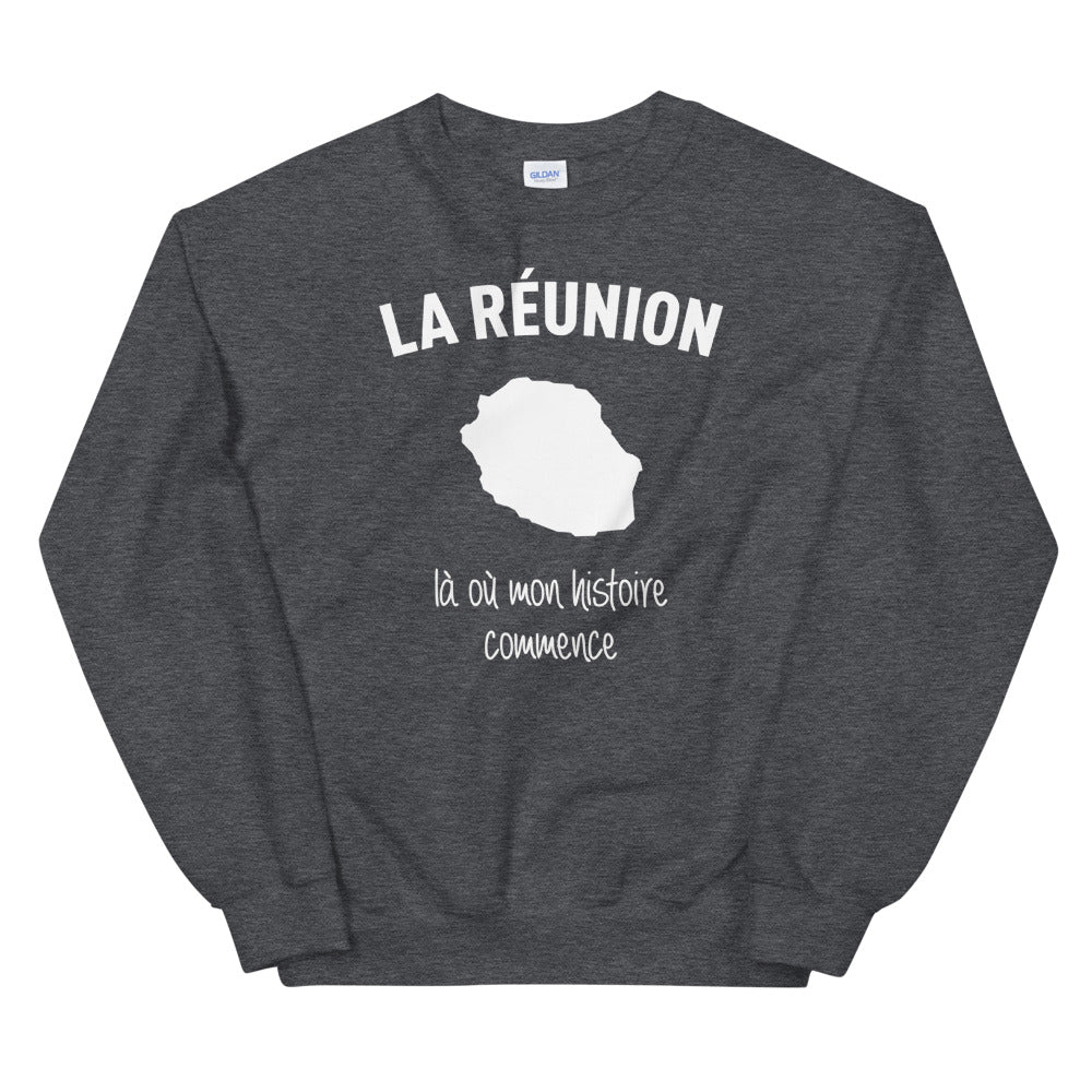 Sweatshirt La Réunion noir - Mon histoire commence