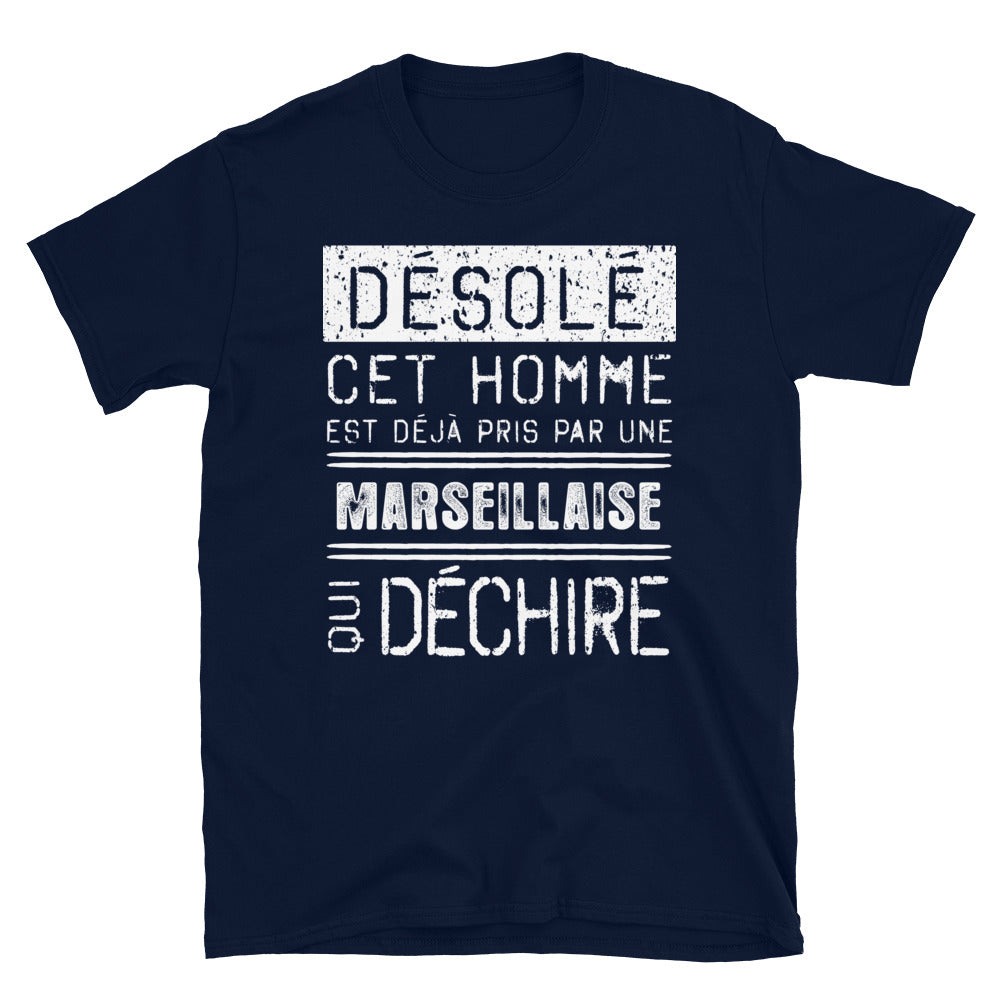 T-shirt Marseille noir dos - Désolé ce mec est pris par une fille
